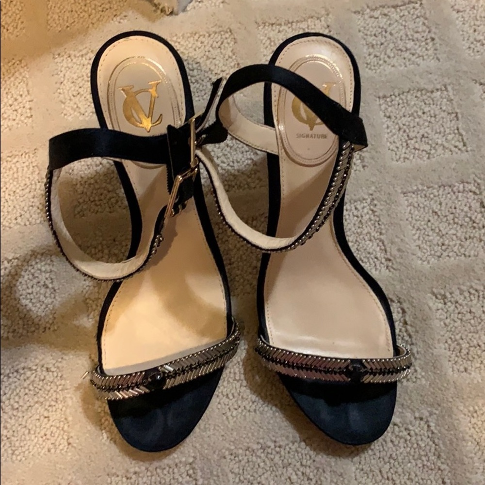 Vince Camino high heels, with gold beading trim.